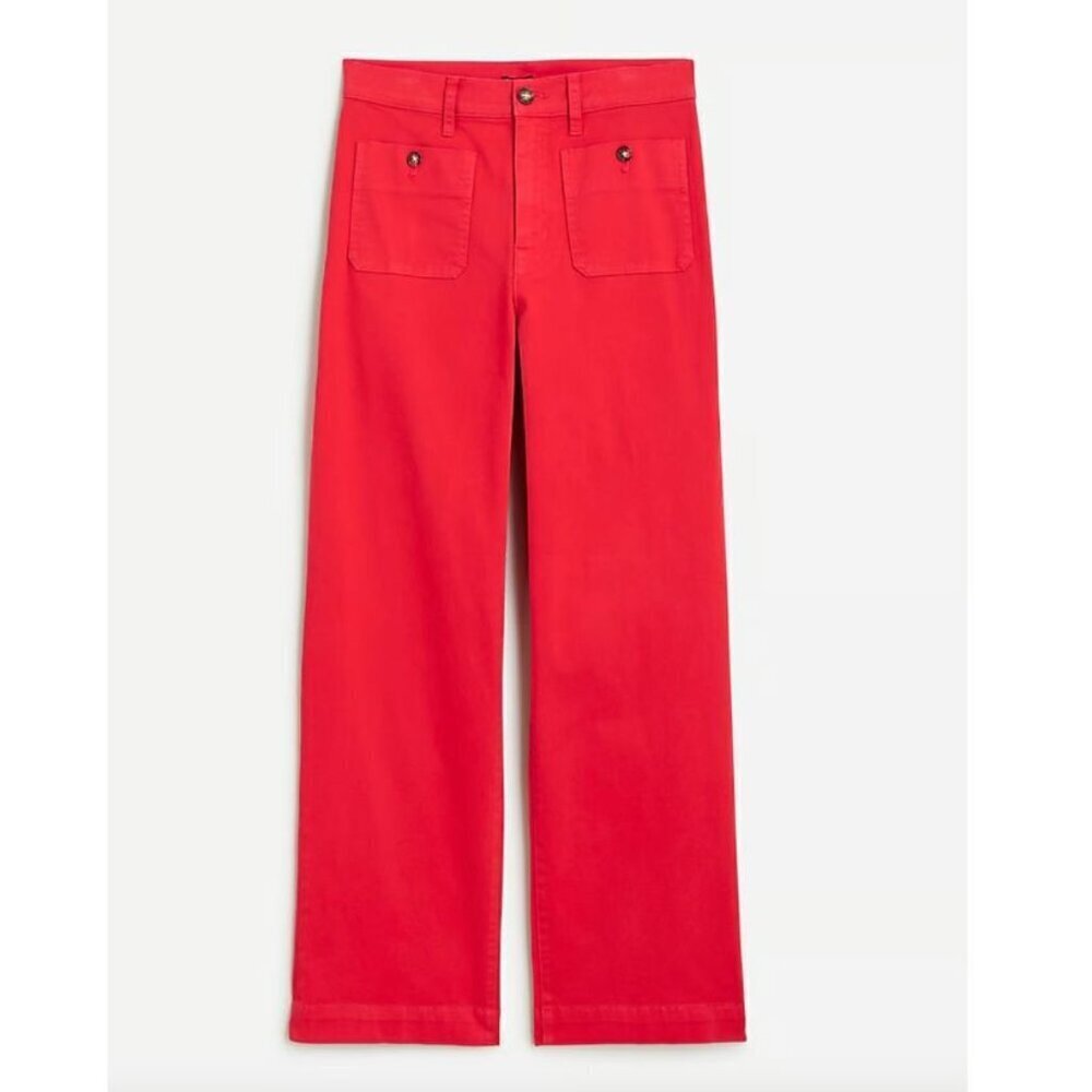 J. Crew NWT Sailor Slim Wide Leg Chino Pant High Waist Nautica Red Size 37